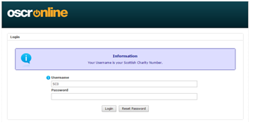 Log in screen