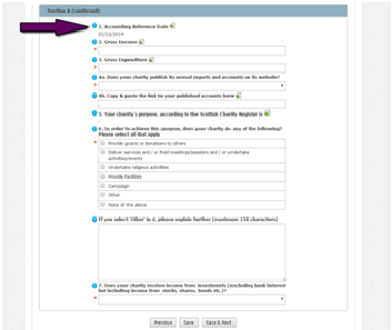 Section A Accounting Reference Date